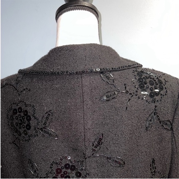 Anthracite- Floral sequin jacket - Picture 5 of 7